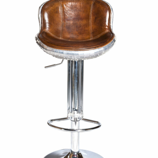 The Baron X2 Aluminium and Brown Leather Bar Stool