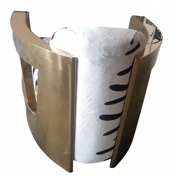 Lulu Brass and Zebra Cowhide Armchair with Brushed Brass