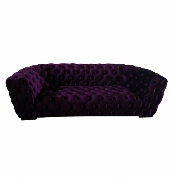 Roundback Plush Purple Velvet Chesterfield Three seat Lounge