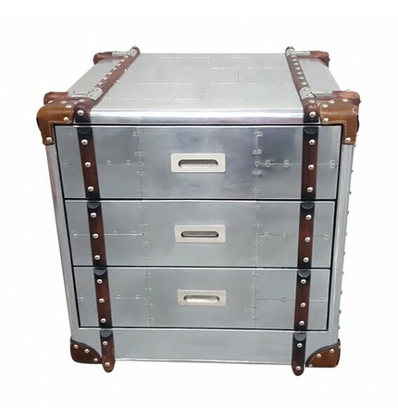 Aviator Aluminium Bedside Table with Drawers