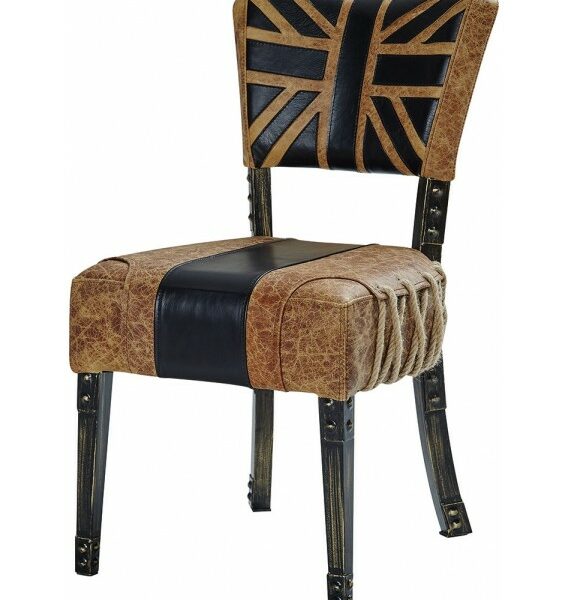 Vintage Leather Union Jack Dining Chair