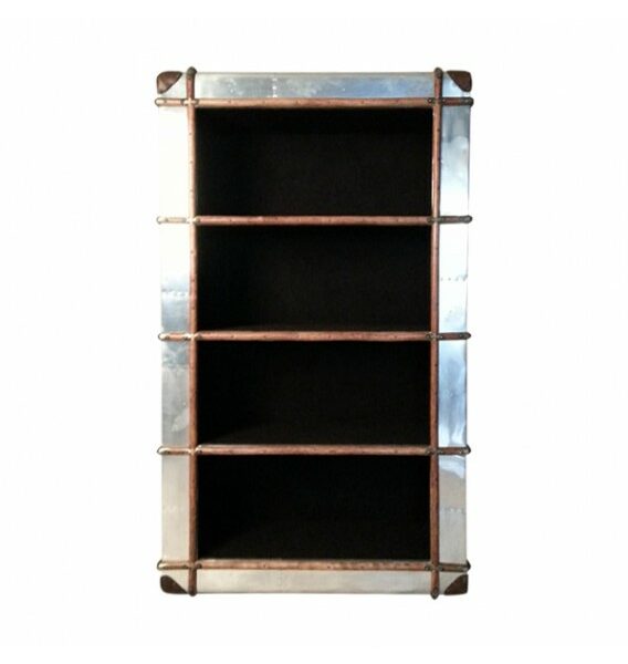 Turbojet Brass, Wood and Canvas Bookshelf