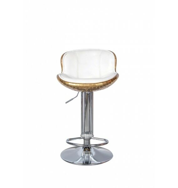 The Baron X2 Polished Brass and White Leather Bar Stool