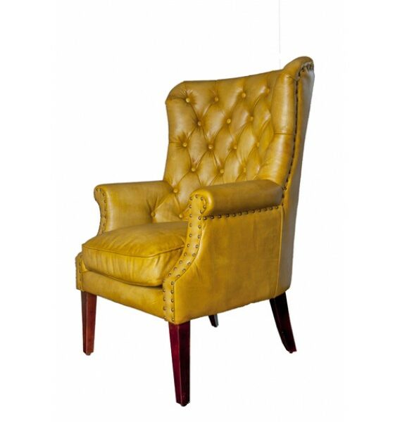 Chesti Mustard Chesterfield Leather Armchair