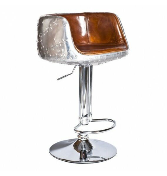 The Baron X1 Aluminium and Brown Leather Bar Stool