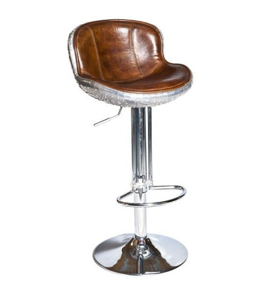 The Baron X1 Aluminium and Brown Leather Bar Stool