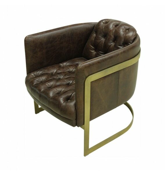 Gatsby Vintage Brown Leather and Iron Armchair