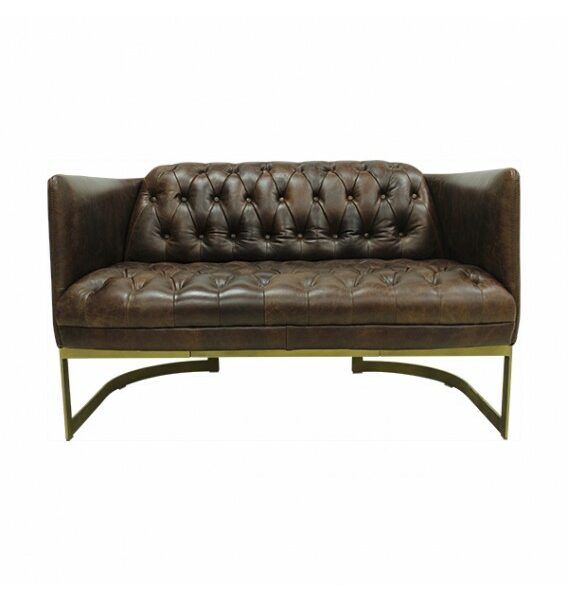 Gatsby Vintage Brown Leather and Iron Lounge - 2 seat