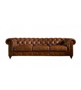 Winston Three Seat Classic Vintage Leather Chesterfield Lounge - Camel Brown