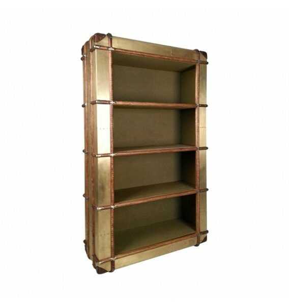 Turbojet Brass, Wood and Canvas bookshelf