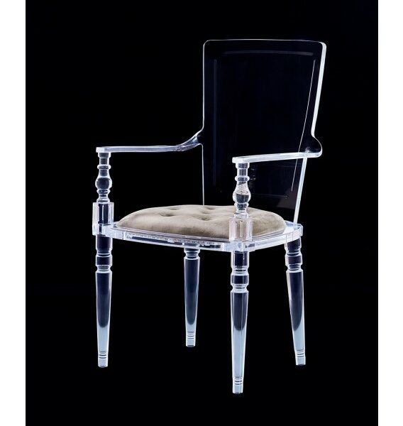 Laurence Lucite Acrylic Dining Chair with Chesterfiled Cushion - CUSTOMISE