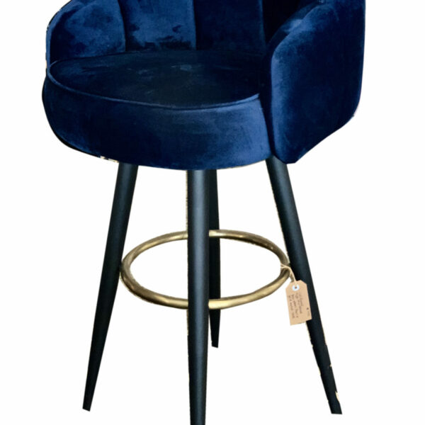 Caldwell High top Bar Chair in royal blue velvet