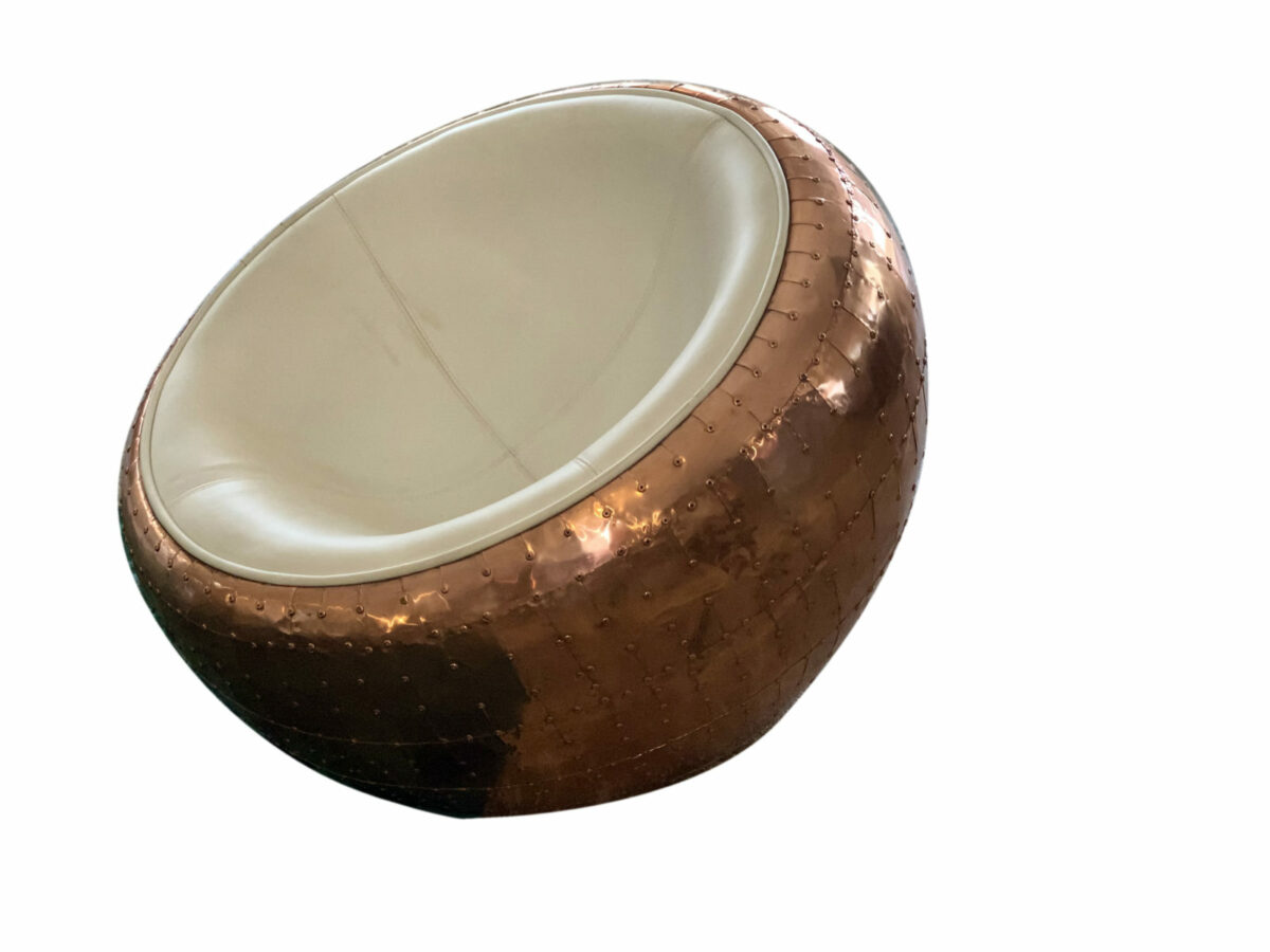 Wright Flyer Copper and White Leather Cocoon Stool