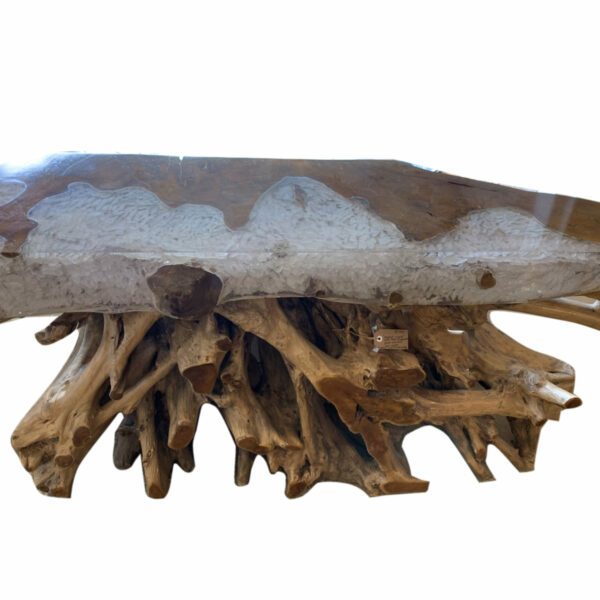 Natural Teak Root Wood Console Table with resin top