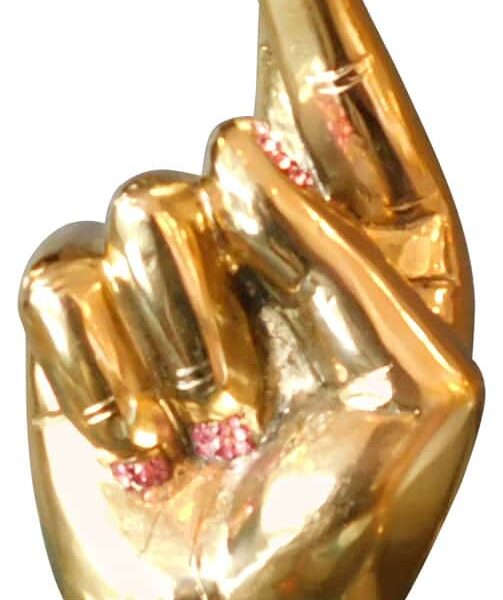 Fingers Corssed Brass Hand Sculpture - Swarovski embellished