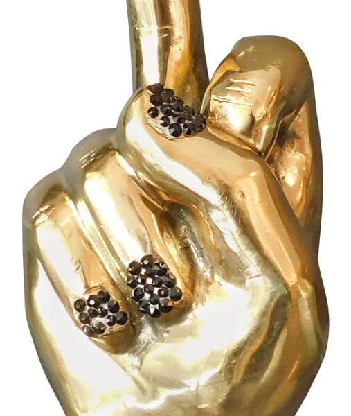 Middle Finger Brass Hand Sculpture - Swarovski embellished