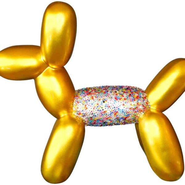 Balonus Balloon Dog Resin and Swarovski Sculpture - Gold/Rainbow