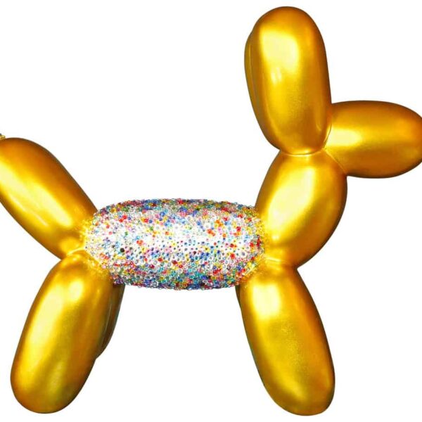 Balonus Balloon Dog Resin and Swarovski Sculpture - Gold/Rainbow