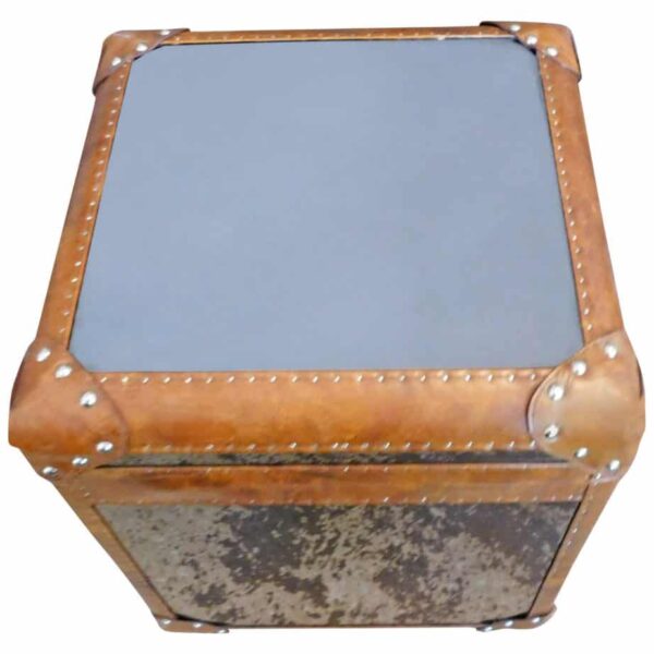 Crus Black Mirror Stainless Steel Vintage Trunk Table
