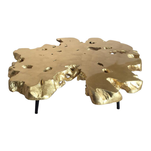 Aurum Tres Gold Leaf Teak Coffee Table - Round