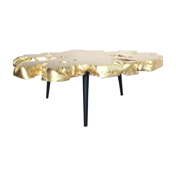 Aurum Tres Gold Leaf Teak Coffee Table - Round