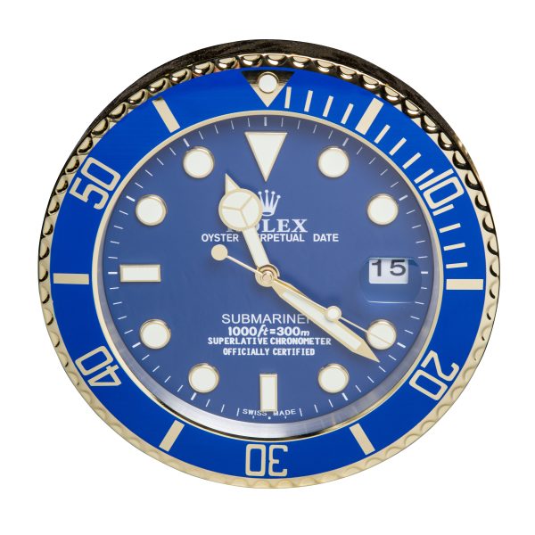 Rolex Submariner Blue & Gold Wall Clock