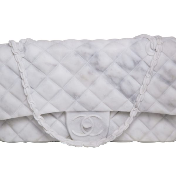 White Marble Chanel Clutch Bag Sculpture