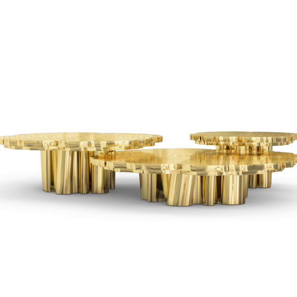 Fortuna Gold Polished Brass Nesting Center Table set