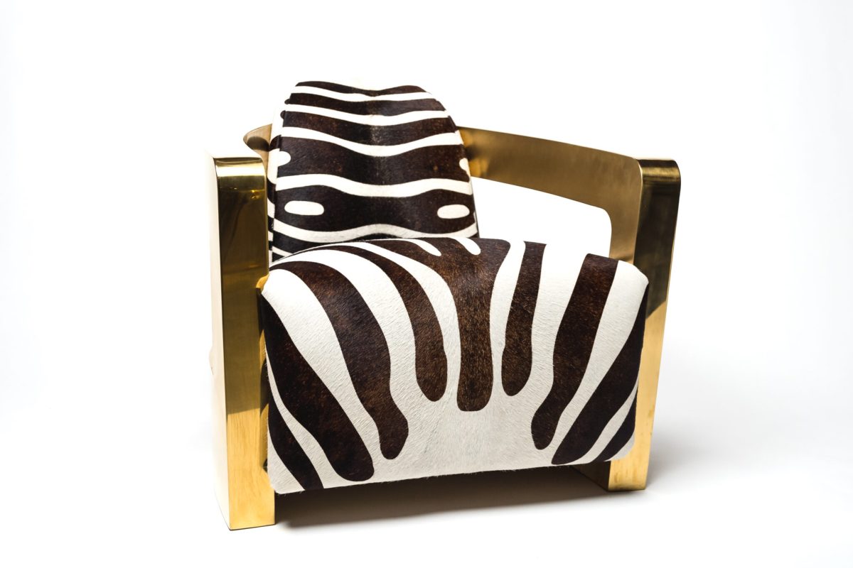 Lulu Cowhide Zebra Print Armchair Chair