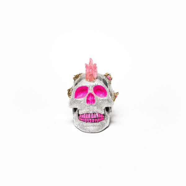 Mr Pinky by Cristian Constantin - LED light up Swarovski & Quartz Skull Sculpture