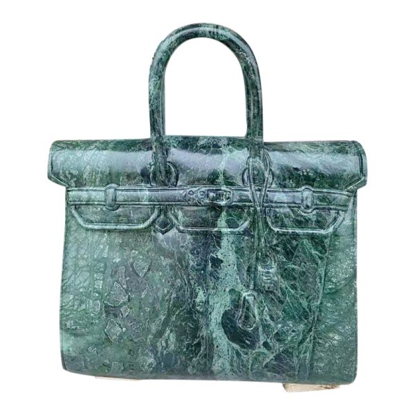Birkin 42 Jade Marble Handbag Sculpture