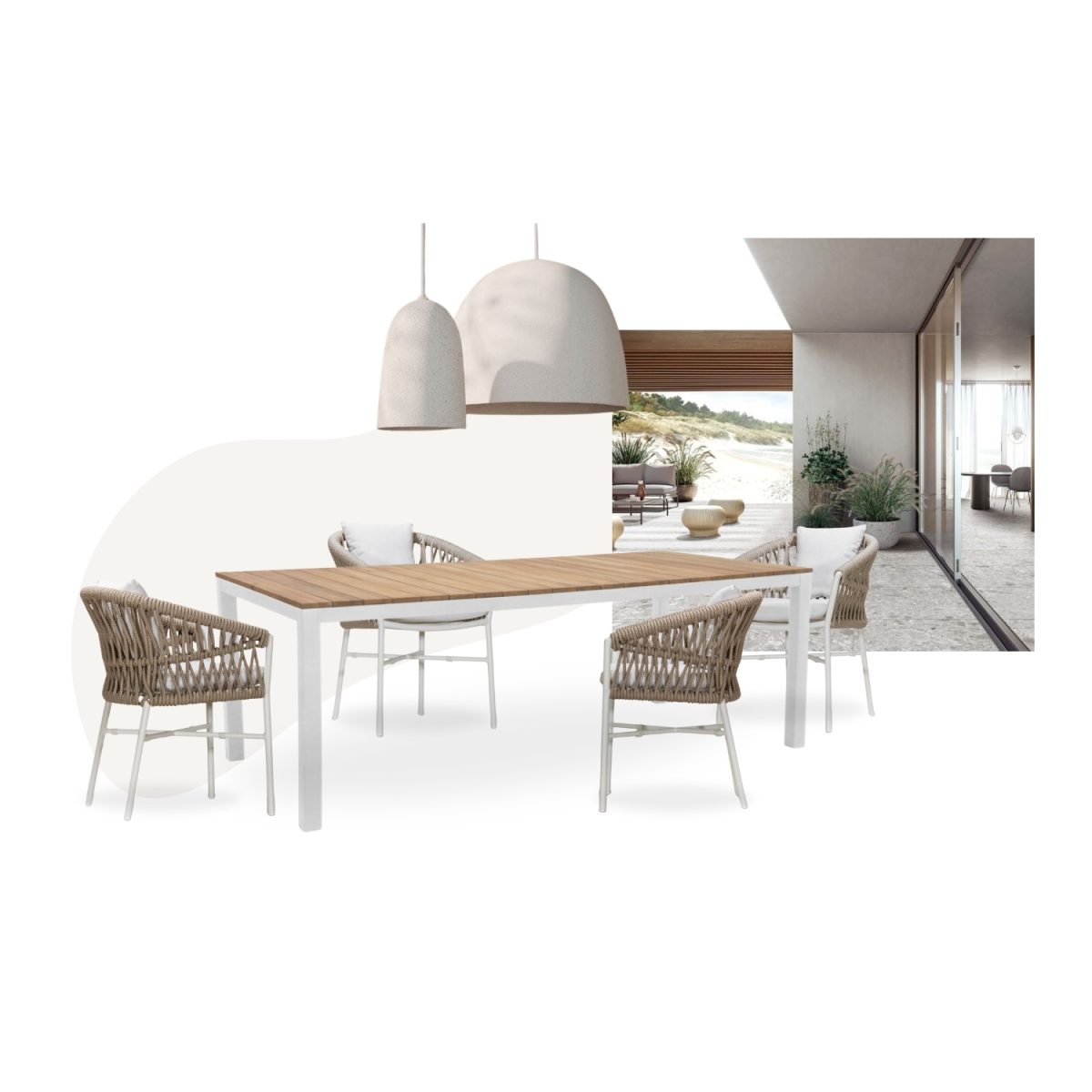 Lido Dining Table + Mila Armchair - White